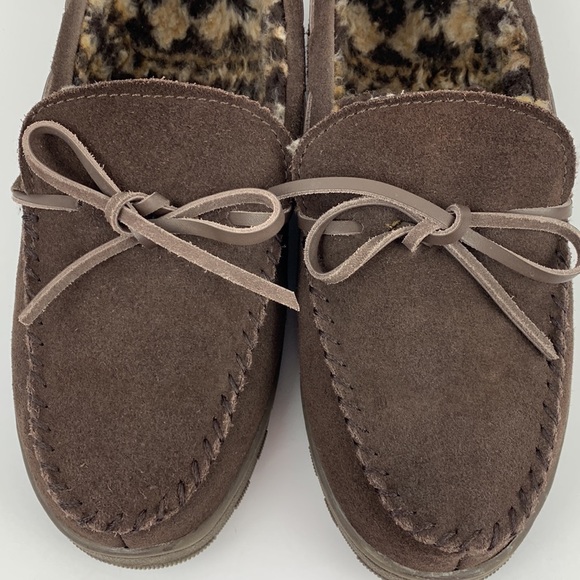 MUK LUKS mens brown cow suede slippers size 11 - Picture 3 of 12